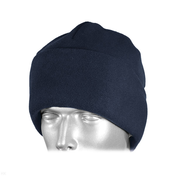 Шапка флисовая двухслойная с отворотом синяя