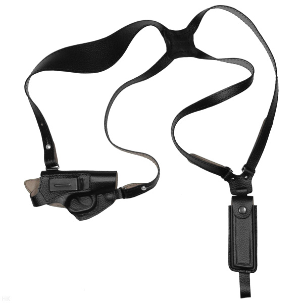 Кобура оперативная под ПМ горизонтальная с запасной обоймой и пружиной для скрытого ношения ОК-2/2Н (черная)