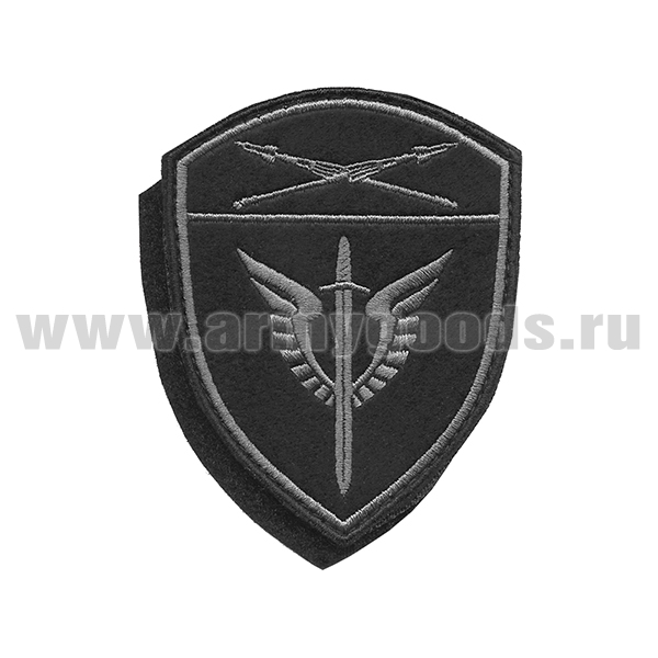 Шеврон вышит. Росгвардия Восточный ВО (ОМОН территориальных органов) фон черный, вышивка серая, на липучке