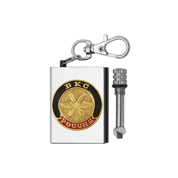 Брелок мет. Вечная спичка (огниво) с мет. накл. ВКС (эмблема)