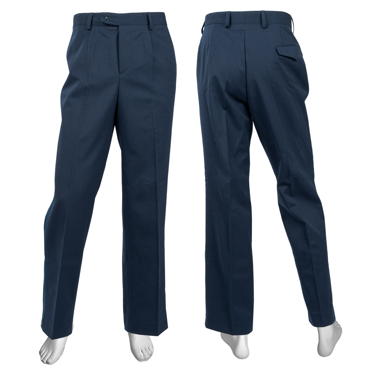 Брюки форм. п/ш ВВС синие/голубой кант (ТУ 858-6521-2018) в комплект к кителю с воротником-стойкой (задний карман с клапаном, брючины не зауженные) Брюки форм. п/ш ВВС синие/голубой кант (ТУ 858-6521-2018) в комплект к кителю с воротником-стойкой (задний карман с клапаном, брючины не зауженные)