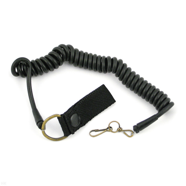 Шнур страховочный кевларовый с карабином и кольцом (черный)