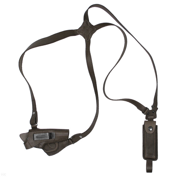 Кобура оперативная под ПМ горизонтальная с запасной обоймой и пружиной для скрытого ношения ОК-2/2Н (коричневая)