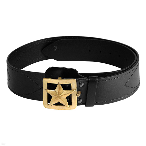 Ремень генеральский кожаный с литой пряжкой Звезда чистая