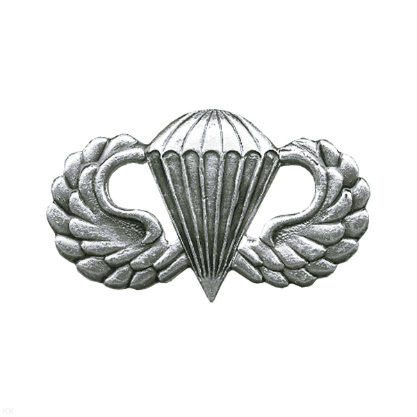 Значок мет. Парашют с загнут. крыльями (мал.) серебр.