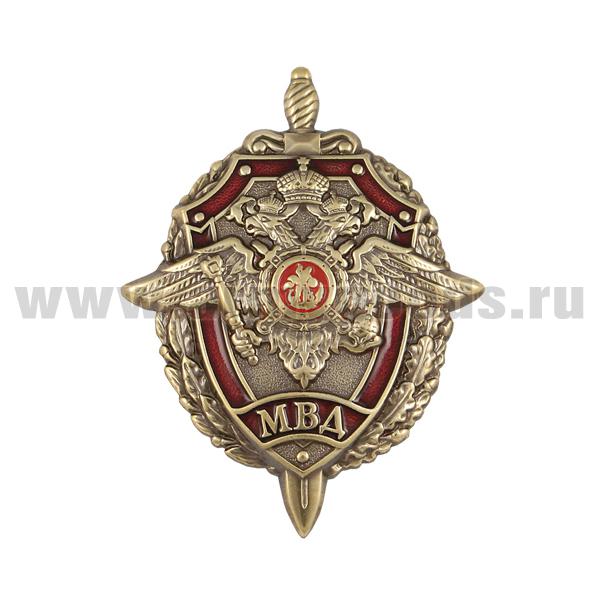 Значок мет. МВД (орел, щит и меч, в венке) лат., на закрутке