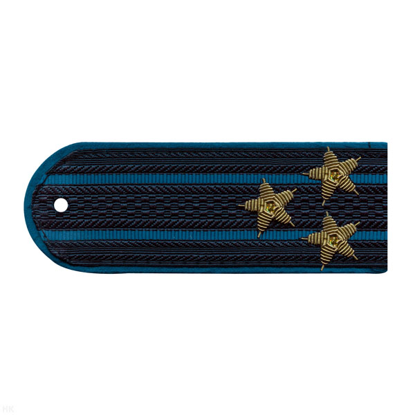 Погоны Юстиция н/о темно-синие (васильк. кант) 2 васильк. пр. вышит. канителью (полковник)