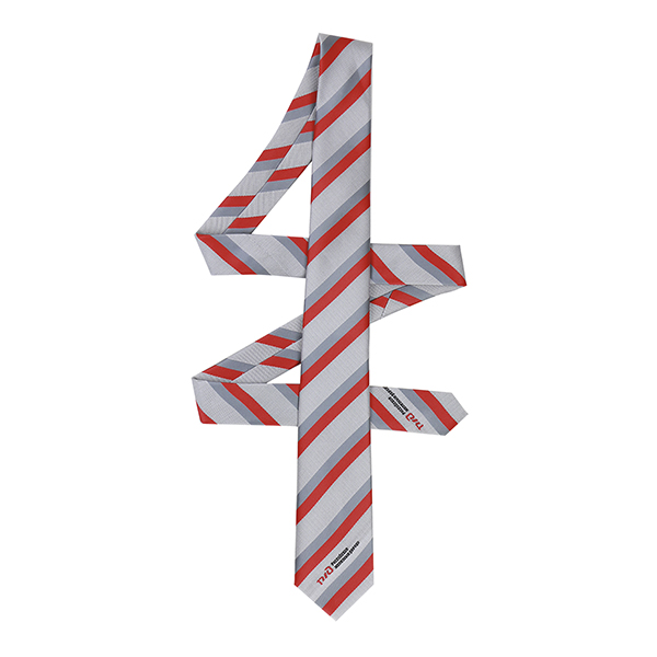 Галстук-самовяз форменный РЖД (для среднего состава) НОВ/ОБР ТУ 2020г (красная полоса Panton 18-1763)