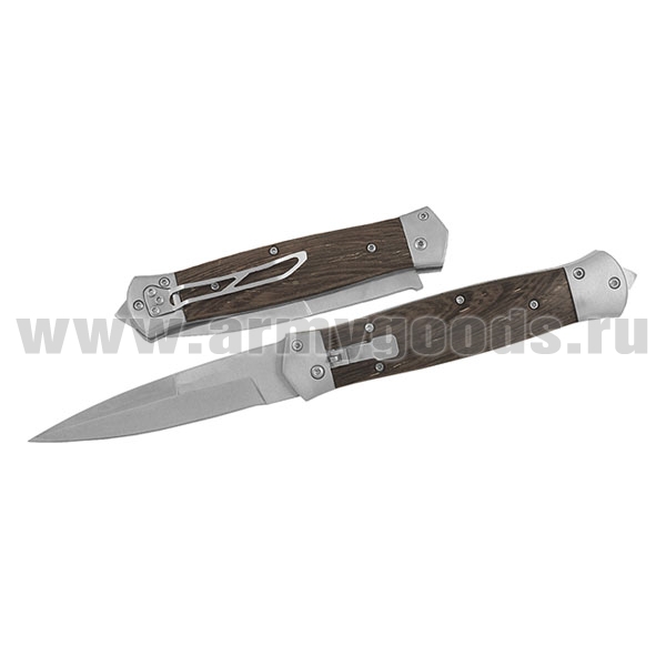 Нож выкидной складной (рукоятка с деревянными накладками) 22 см