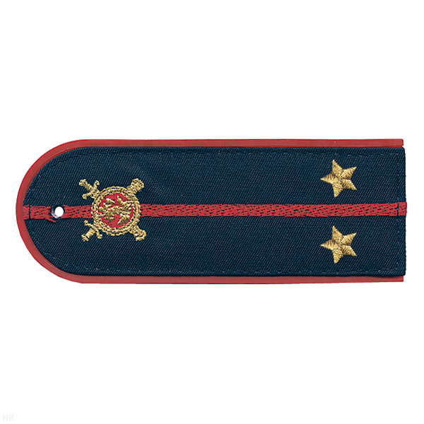 Погоны «машинная вышивка» из рубаш. ткани Полиция темно-синие с вышит. эмблемой (лейтенант) пластик