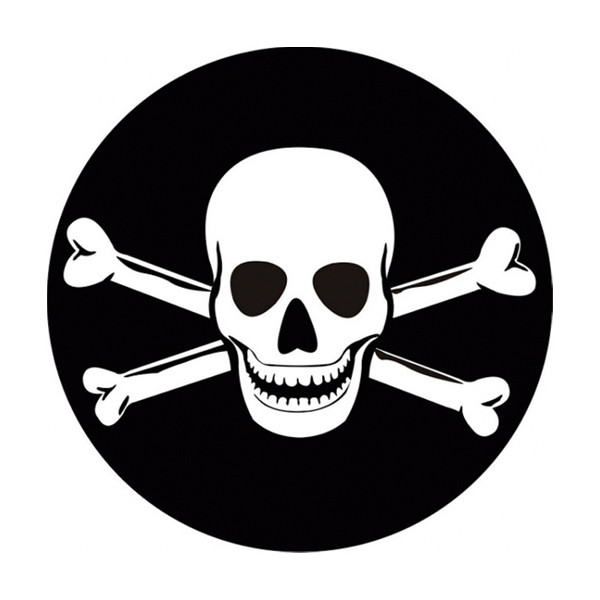 Наклейка круглая (d=10 см) Веселый Роджер (с костями)