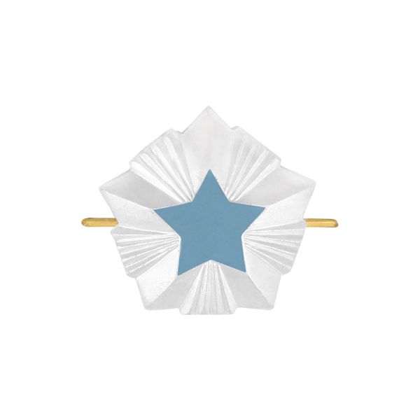 Звезда на погоны мет. 20 мм (серебряная с голубой эмалью)