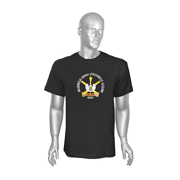 Футболка с вышивкой на груди (посередине) Михайловская военная артиллерийская академия (черная)