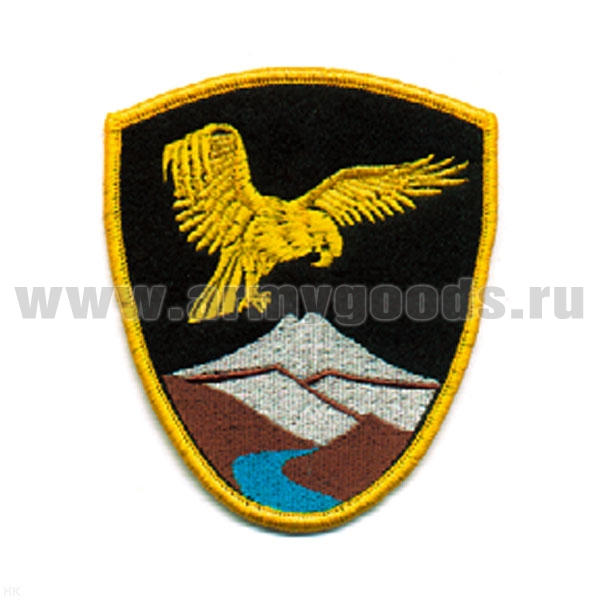 Шеврон вышит. Орел над горами (щит МЧС) ЛЮРЕКС