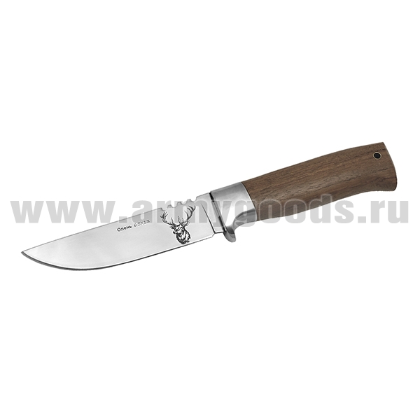 Нож Олень (рукоятка - дерево, клинок - полировка) с гравировкой (надпись+ рисунок) 25 см