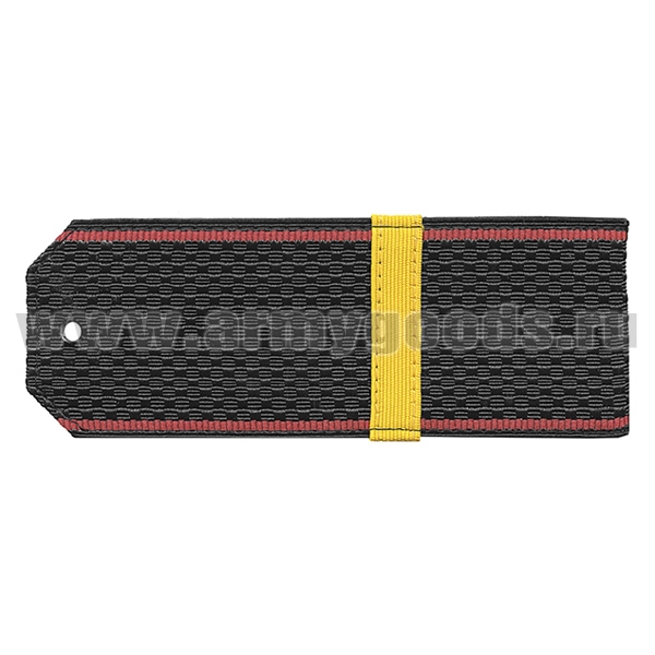 Погоны черн. красный кант с нашитым желт.шелковым галуном (ефрейтор) на пластике