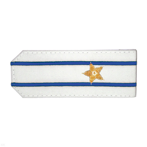 Погоны из рубаш. ткани белые с вышит. 2 вас. просв., вышит. канителью (майор)