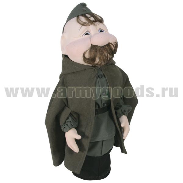 Кукла под бутылку (высота 52 см) Солдат в плащ-палатке