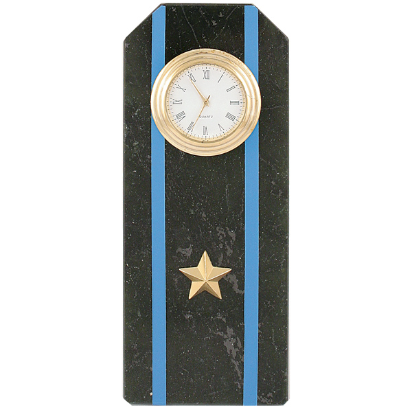 Часы сувенирные настольные (камень змеевик черный) Погон Майор Авиации ВМФ