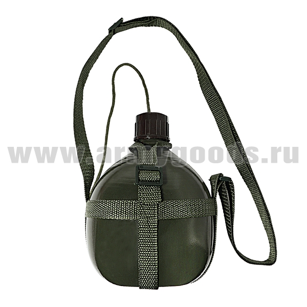 Фляга армии Китая 1 л (алюминиевая крашеная) с ремнем