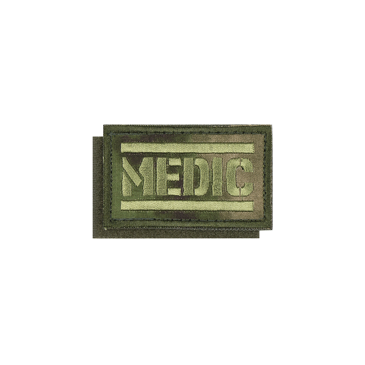 Нашивка вышит. на медицинскую сумку MEDIC (фон - "мох" (A-TACS FG)) 75х45 мм на липучке