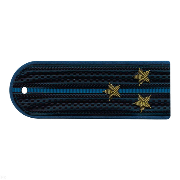 Погоны Юстиция н/о темно-синие (васильк. кант) 1 васильк. пр. вышит. канителью (ст.лейтенант)