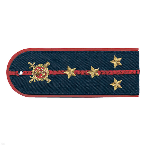 Погоны «машинная вышивка» из рубаш. ткани Полиция темно-синие с вышит. эмблемой (капитан) пластик