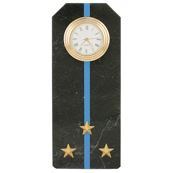 Часы сувенирные настольные (камень змеевик черный) Погон Старший лейтенант Авиации ВМФ