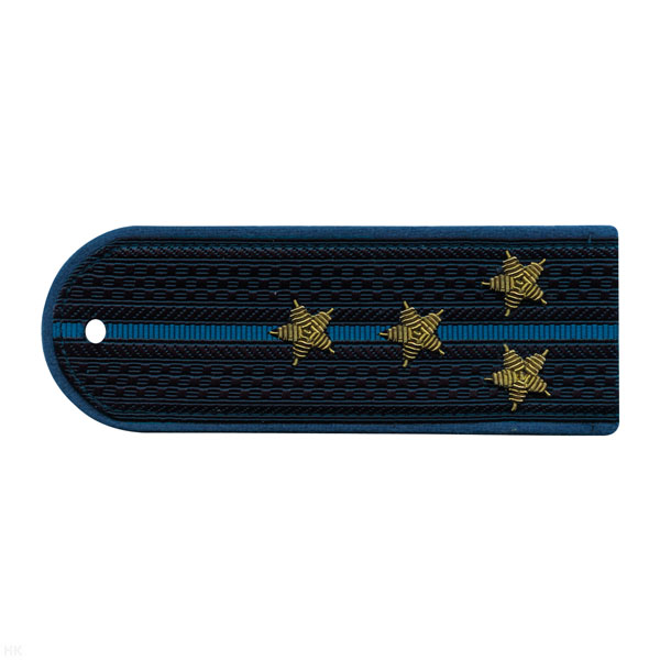 Погоны Юстиция н/о темно-синие (васильк. кант) 1 васильк. пр. вышит. канителью (капитан)