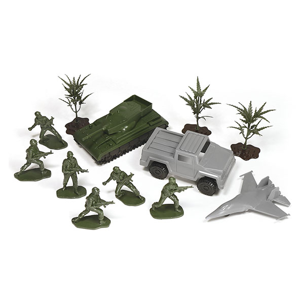 Набор игрушек пластмассовых "Диверсия" (солдаты 6 шт, машина, танк, самолет, кусты)