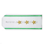 Погоны «машинная вышивка» из рубаш. ткани белые с вышит. зел. кантом с вышит. звездами (ст. прапорщик)