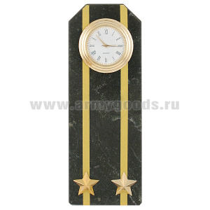 Часы сувенирные настольные (камень змеевик черный) Погон Подполковник ВМФ