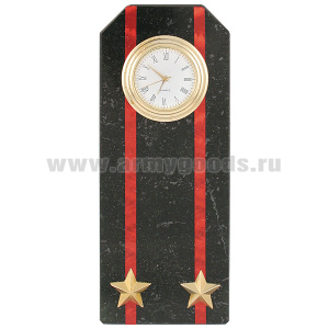 Часы сувенирные настольные (камень змеевик черный) Погон Подполковник МП