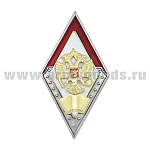 Значок мет. Ромб Академия МВД  (с орлом РФ и книгой) хол. эм. (с накладками)