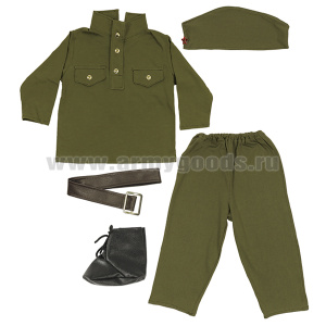Костюм детский сувенирный Солдатик (гимнастерка, брюки, пилотка, ремень, сапоги (имитация) 2631 (9-12 месяцев)