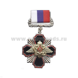 Медаль Стальной черн. крест с красн. кантом с орлом РА (на планке - лента РФ)