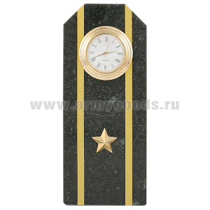 Часы сувенирные настольные (камень змеевик черный) Погон Майор ВМФ