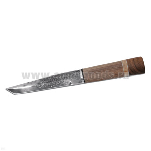 Нож Саро Сакура с гравировкой (рукоятка дерево, клинок полировка) 28 см