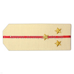 Погоны «машинная вышивка» из рубаш. ткани крем. с 1 вышит. красн. просв. с вышит. звездами (ст. лейтенант)