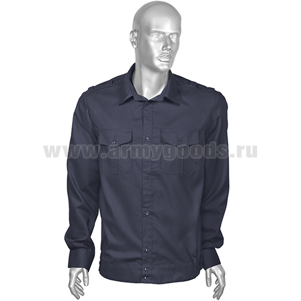 Рубашка мужская (дл.рук.) синяя ткань Rip-Stop (к офисному костюму) р-ры с 47