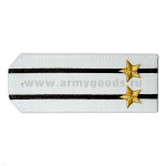 Погоны «машинная вышивка» из рубаш. ткани белые с 2 вышит. черн.и просв. с вышит. звездами (подполковник)