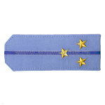 Погоны «машинная вышивка» из рубаш. ткани серо-голуб. с 1 вышит. вас. просв. с вышит. звездами (ст. лейтенант)