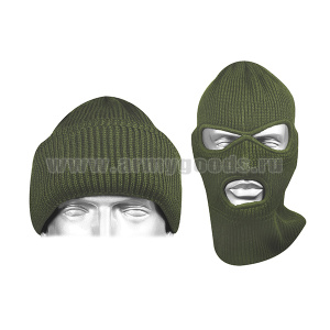 Шапка-маска вязаная п/ш оливковая М-10/М-442А