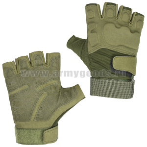 Перчатки с обр/пал с защит. накладками (мод 2) оливковые