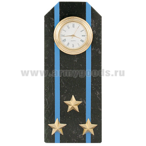 Часы сувенирные настольные (камень змеевик черный) Погон Полковник Авиации ВМФ