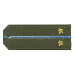 Погоны «машинная вышивка» оливк. (ткань rip-stop) c 1 вышит. голуб. просв. с вышитыми звездами (лейтенант) на костюм офисный