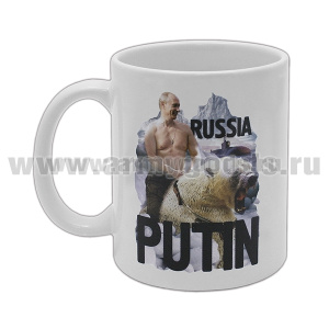 Кружка фарф. (0,3 л) Russia Putin (Путин на медведе)