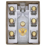 Набор подарочный стеклянный Штоф (0,5 л) и 6 стопок (50 мл) с мет. накладками Инженерные войска