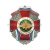 Значок мет. На службе России (служу отечеству) красн. крест с орлом РА (зел. вставка)