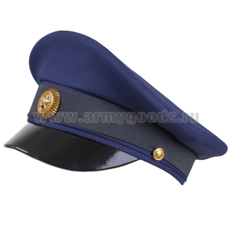 Фуражка простая ВВС синяя (ткань "Патруль") к костюму офисному (с мет. кокардой/без кокарды по наличию)